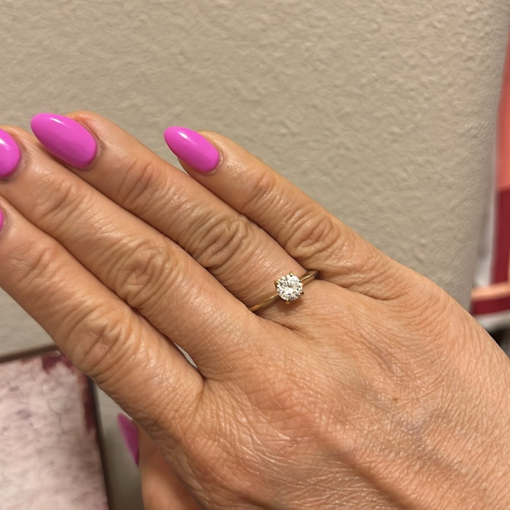 Gold Tone Ring with Diamond Accent Size 9 - Picture 4 of 12